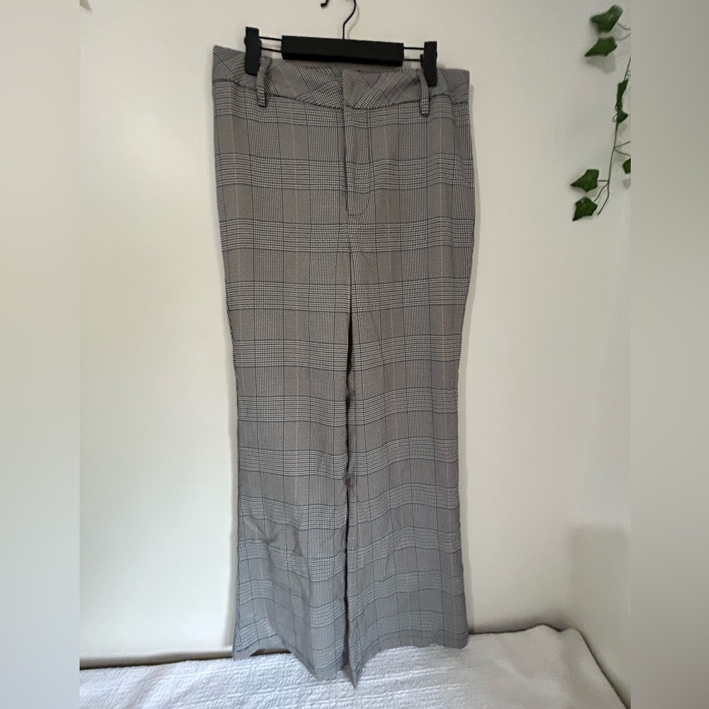 Forever 21 Gray Checkered Wide-Leg Trousers